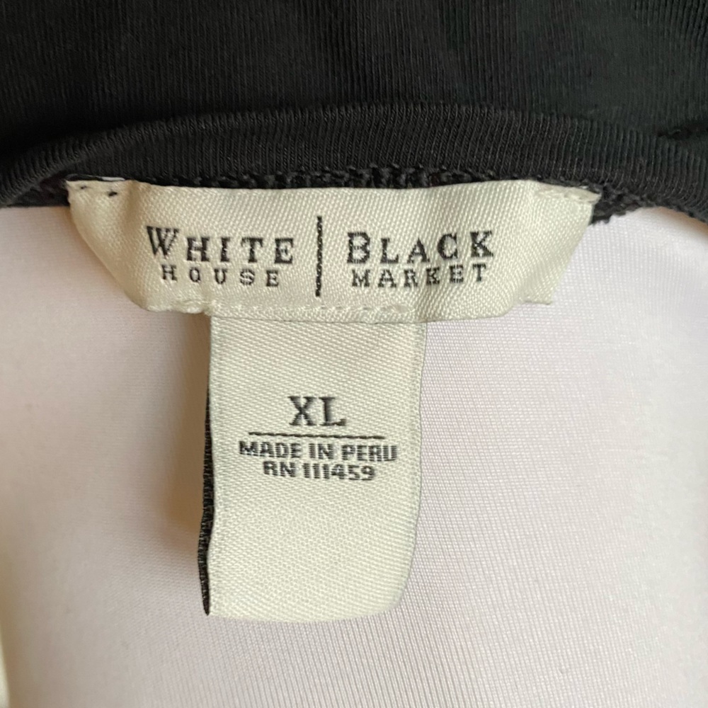 White House Black Market XL Black & White Floral Rhinestone Shirt - Picture 4 of 6